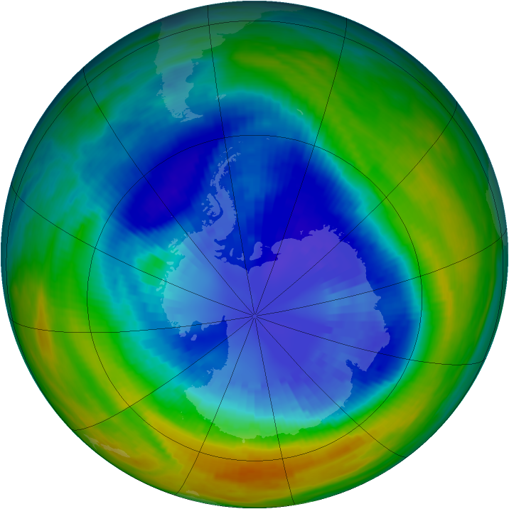 Antarctic ozone map for 06 September 1992